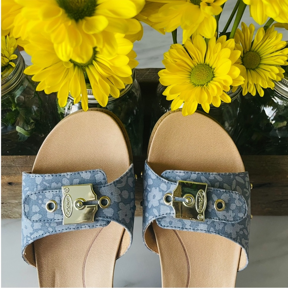 Dr. Scholl Flex Slides•Size 9•Shades of Denim Blue Canvas•Easy Off~Easy On🌼 - Picture 3 of 16
